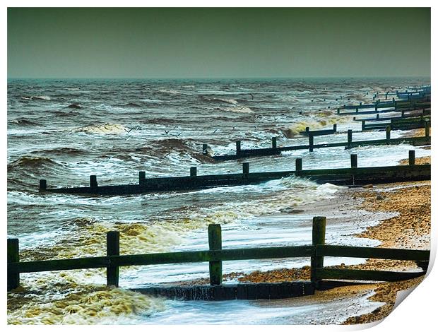 Leysdown on Sea in Winter Print by Paul Fisher