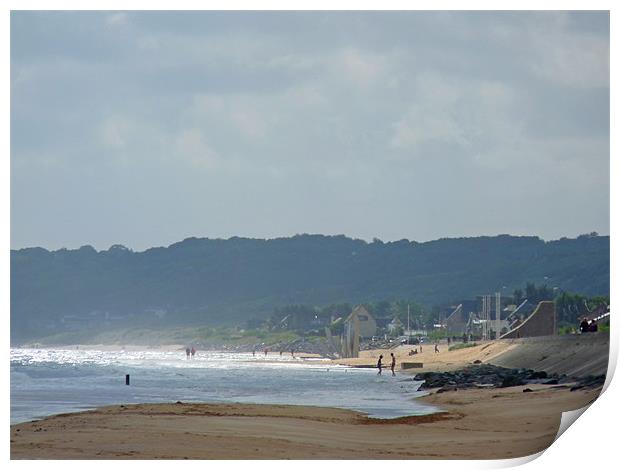 Hazy Beach Scene Print by Noreen Linale