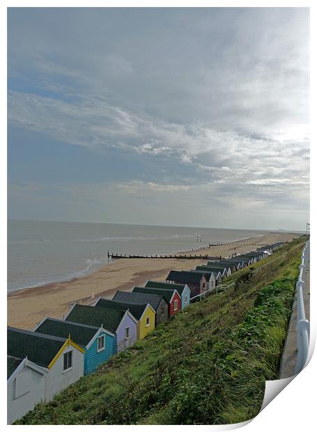 Southwold Beach Huts Print by Noreen Linale
