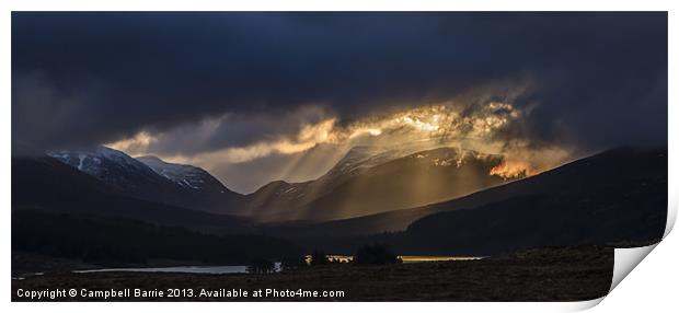 Loch Ossian sunrise Print by Campbell Barrie