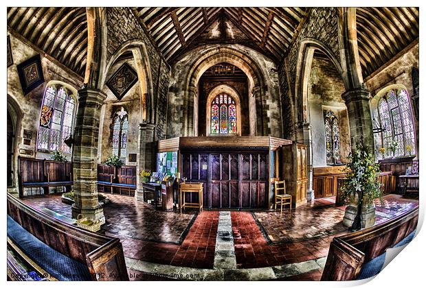inside chiddingstone church Print by kim Reeves