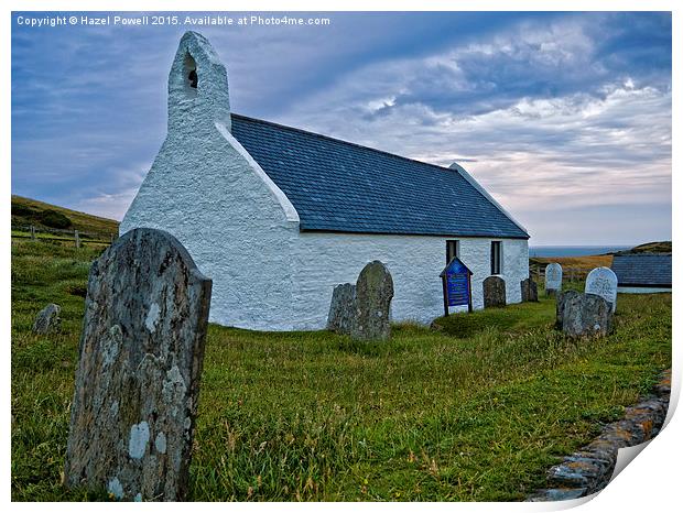 The Church of the Holy Cross, Mwnt Print by Hazel Powell