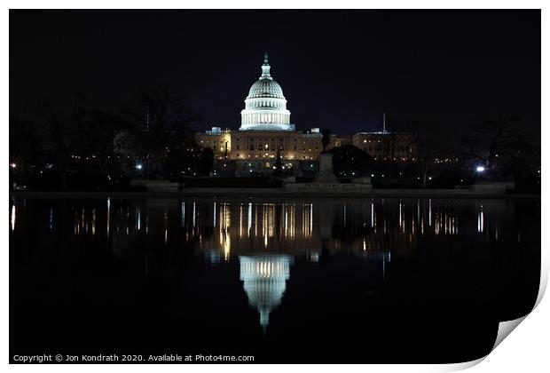 US Capitol Building Reflection Print by Jon Kondrath