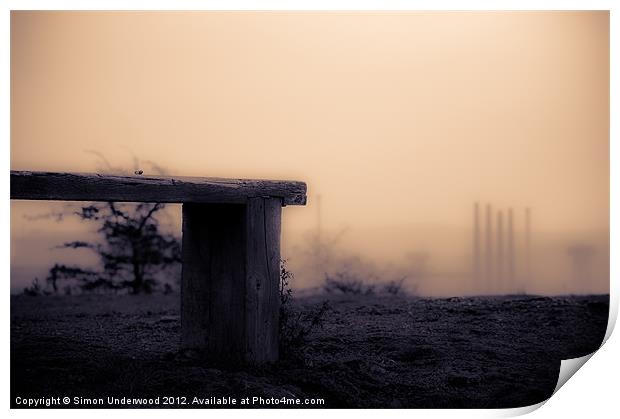 Bench on Wasteland Print by Simon Underwood