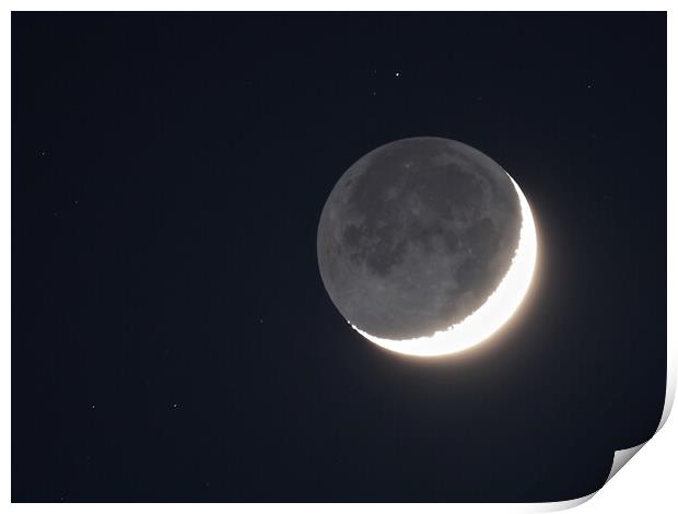 Crescent moon earthshine Print by mark humpage