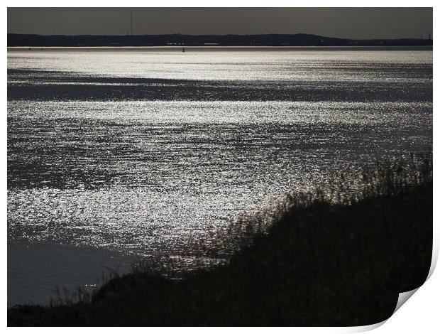 Sun setting over sea at Clevedon Somerset Print by mark humpage