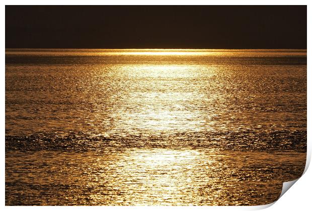 Golden Sunset over water at Clevedon Somerset. Print by mark humpage