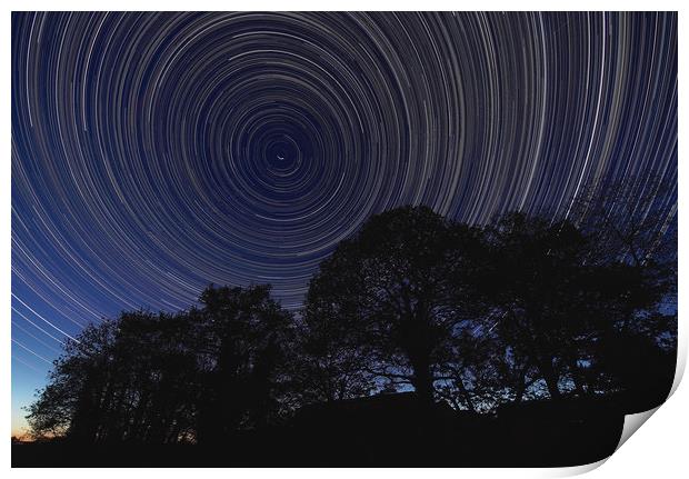 Startrail with trees Print by mark humpage