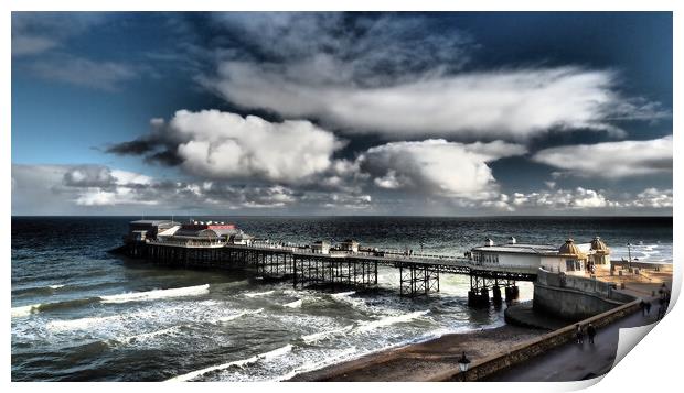 Cromer Pier with sun and clouds Print by mark humpage