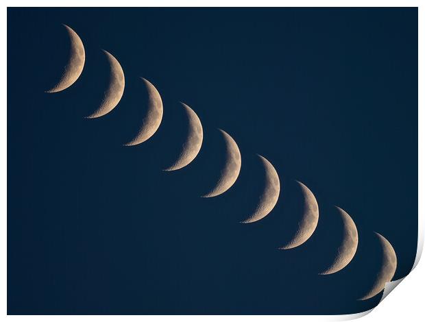 Crescent moons in line Print by mark humpage