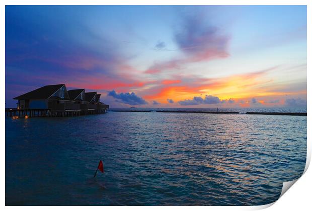 Sunset in Maldives Print by mark humpage
