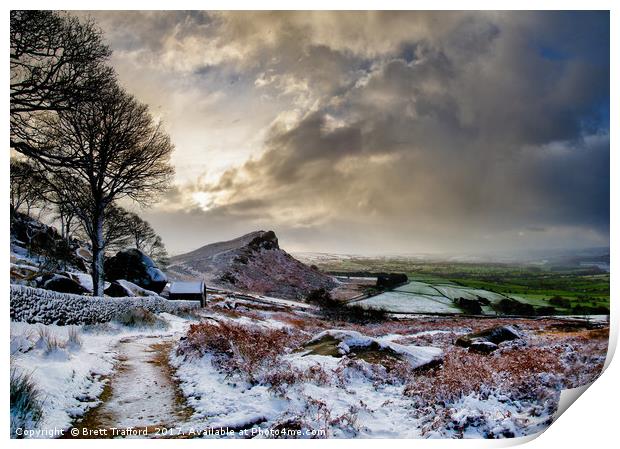 Hen Cloud winter storm Print by Brett Trafford