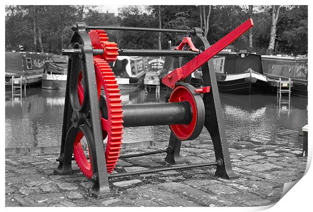 Red Winch at Braunston Print by Bill Simpson