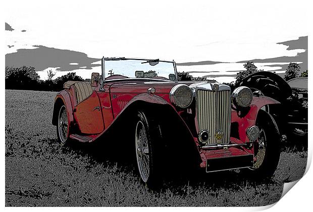 MG T Midget Posterised Print by Bill Simpson