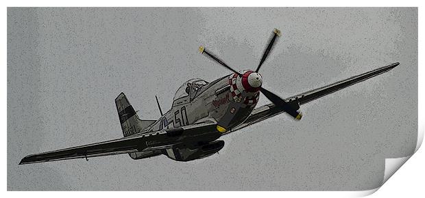 Mustang P51 Portrait Posterised Print by Bill Simpson