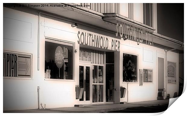 Southwold Pier Entrance Black and White Print by Bill Simpson