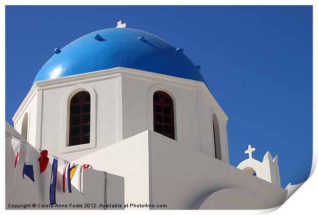 Church Dome, Oia, Santorini, Greece Print by Carole-Anne Fooks