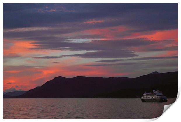 Sunset on the Beagle Channel Print by Carole-Anne Fooks