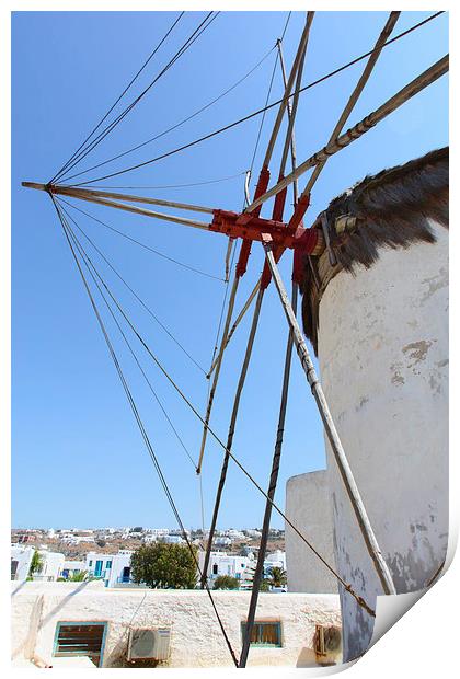 Traditional Windmills on Mykonos Print by Carole-Anne Fooks