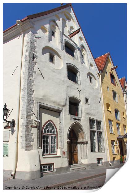 The Three Sister's Houses Tallinn Old Town Estonia Print by Carole-Anne Fooks