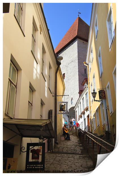 Medieval Street, Old Town, Tallinn, Estonia Print by Carole-Anne Fooks