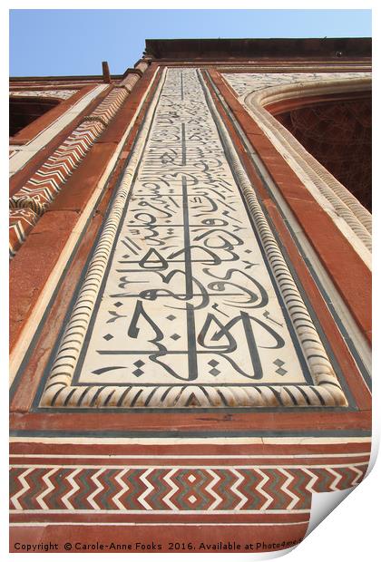 Gateway at the Taj Mahal Print by Carole-Anne Fooks