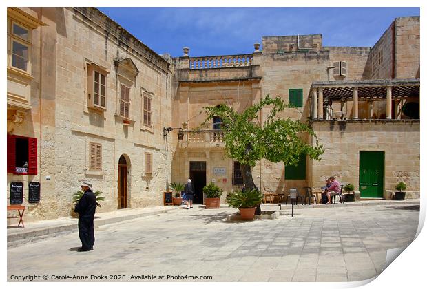 Small Square in Mdina, Malta Print by Carole-Anne Fooks
