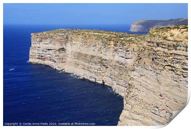 Sannap cliffs Gozo, Malta Print by Carole-Anne Fooks