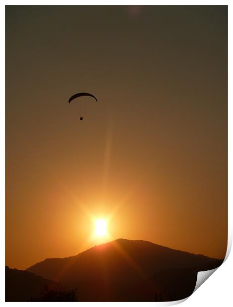 Paragliding Sunset Print by Richard Ashton