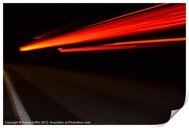 Rear light trail Print by David Griffin
