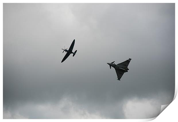 RAF Typhoon and Spitfire Print by lee drage