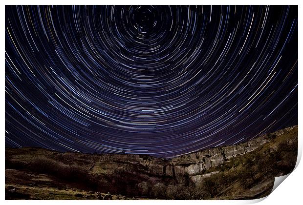  Malham Cove Star Trails Print by Andrew Holland