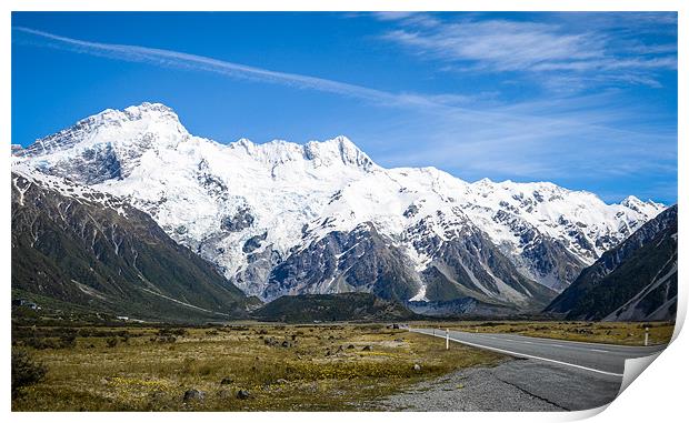 On the way to Mount Cook Print by Michelle PREVOT