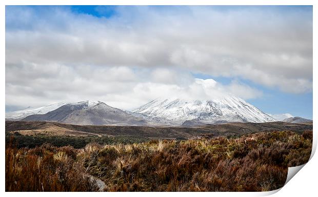 Mount Ruapehu in North Island of New-Zealand Print by Michelle PREVOT