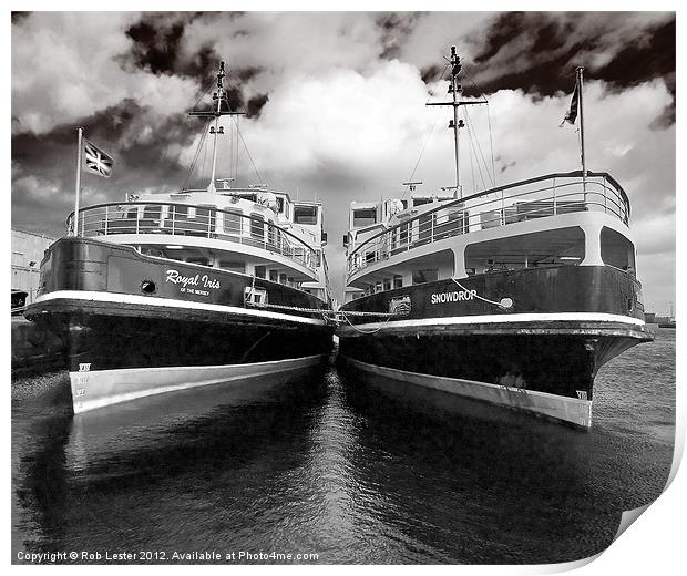 Mersey Ferries.Snowdrop and Royal Iris. Print by Rob Lester