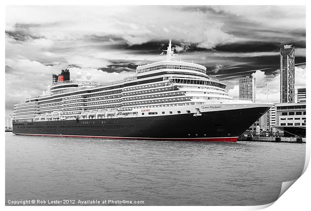 Queen Elizabeth in Liverpool Print by Rob Lester