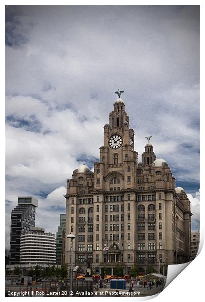 Liverpool`s Liver Building. Print by Rob Lester