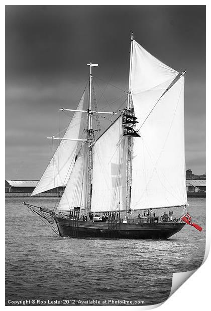 Tall ship in Liverpool Print by Rob Lester