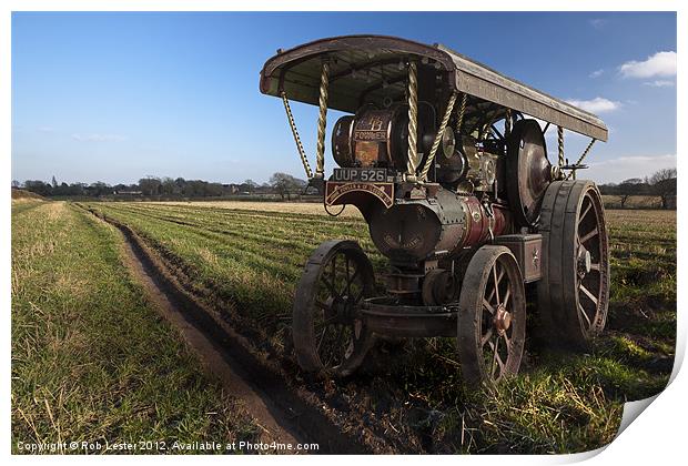 Showmans engine on the fields Print by Rob Lester