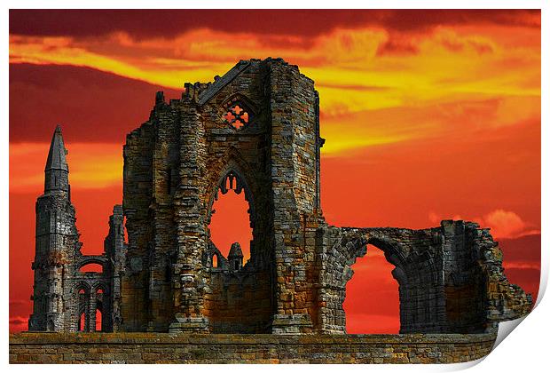  Whitby Abbey `Glows` Print by Rob Lester
