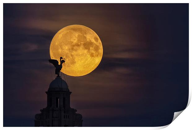  Liverpool super moon Print by Rob Lester