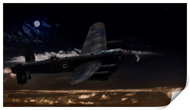 "The Straggler".  Avro Lancaster Print by Rob Lester