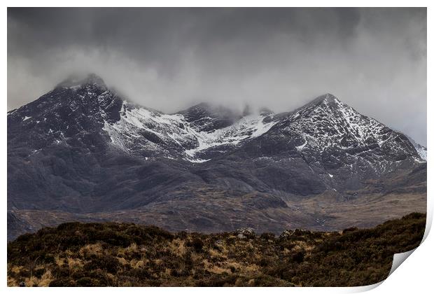 The dark, forboding Cuillins, Skye Print by Rob Lester