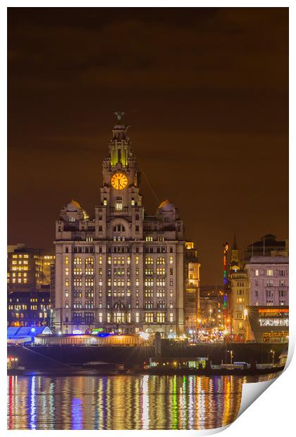 Liver building by night Print by Rob Lester