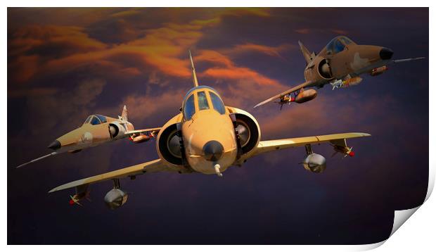 KFIR C-2 fighters  soar Print by Rob Lester