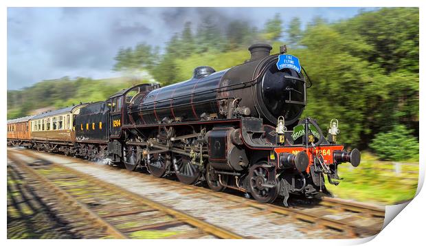 Class B1 steam loco 1264 approaches Levisham Print by Rob Lester