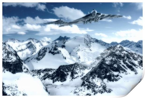 Avro Vulcans_ Mountain strike Print by Rob Lester