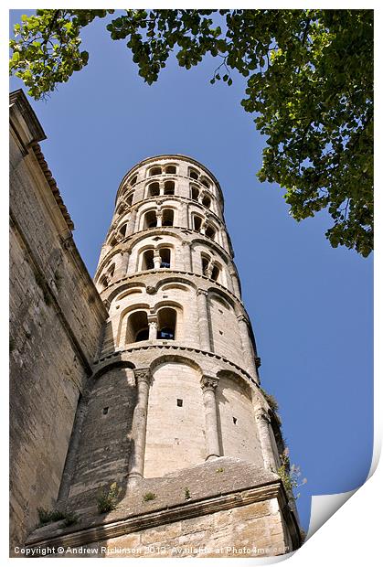 Uzes Cathedral Tour Fenestrelle Print by Andrew Rickinson