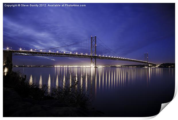 The Forth Road Bridge in Scotland at dusk Print by Steve Garrity