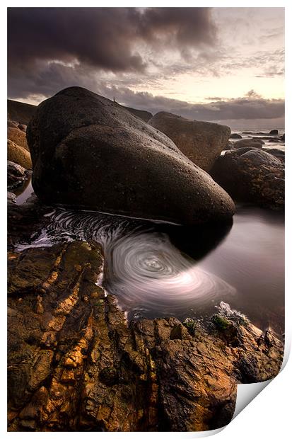 white water spiral Porthledden Cove Print by James Gilpin